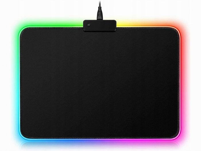 Mousepad de gaming VarioShop® cu iluminare LED, Confectionat din material flexibil, antiaderent si rezistent la umiditate, 4 module de iluminat, 7 culori, Cablu de aprox. 180 cm, Calitate premium, Dim [26]