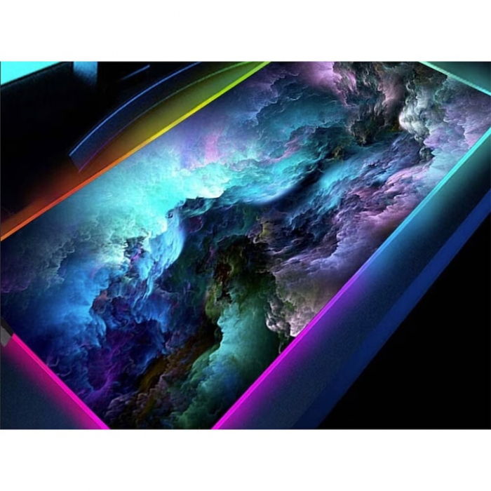 Mousepad de gaming VarioShop® cu iluminare LED, Confectionat din material flexibil, antiaderent si rezistent la umiditate, 4 module de iluminat, 7 culori, Calitate premium, Dimensiuni 90 x 40 x 0.3 cm [7]