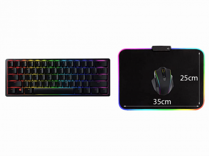 Mousepad de gaming VarioShop® cu iluminare LED, Confectionat din material flexibil, antiaderent si rezistent la umiditate, 4 module de iluminat, 7 culori, Cablu de aprox. 180 cm, Calitate premium, Dim [2]