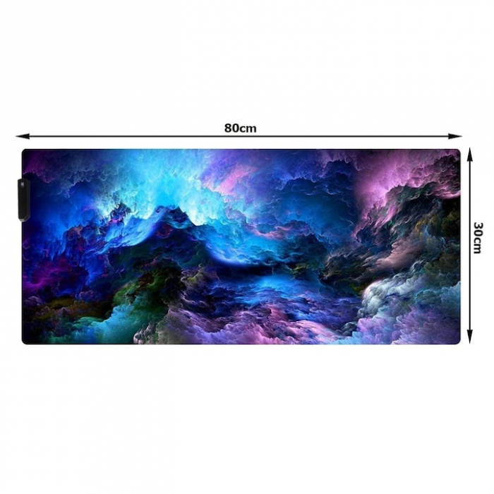 Mousepad de gaming VarioShop® cu iluminare LED, Confectionat din material flexibil, antiaderent si rezistent la umiditate, 4 module de iluminat, 7 culori, Calitate premium, Dimensiuni 80 x 30 x 0.3 cm [13]