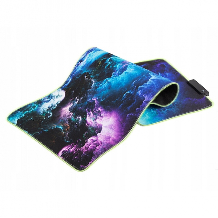 Mousepad de gaming VarioShop® cu iluminare LED, Confectionat din material flexibil, antiaderent si rezistent la umiditate, 4 module de iluminat, 7 culori, Calitate premium, Dimensiuni 90 x 40 x 0.3 cm [8]