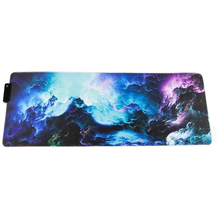 Mousepad de gaming VarioShop® cu iluminare LED, Confectionat din material flexibil, antiaderent si rezistent la umiditate, 4 module de iluminat, 7 culori, Calitate premium, Dimensiuni 90 x 40 x 0.3 cm [1]