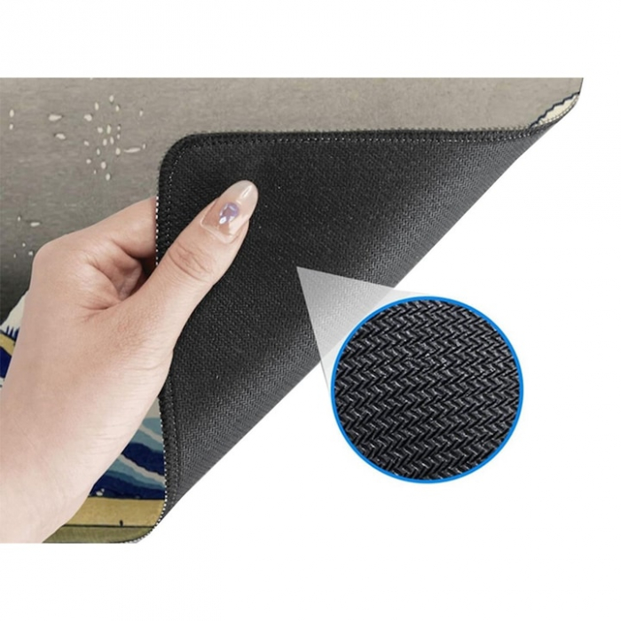 MousePad Gaming Profesional VarioShop®, Cauciucat, Anti-Derapant, Cusaturi Anti-Rupere, Viteza de Alunecare Marita, Model Tsunami, 80x30cm [23]