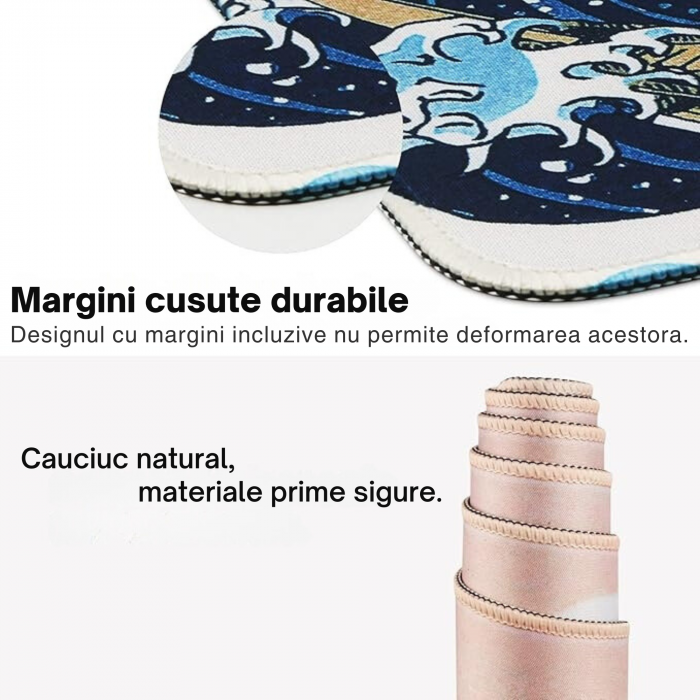 MousePad Gaming Profesional VarioShop®, Cauciucat, Anti-Derapant, Cusaturi Anti-Rupere, Viteza de Alunecare Marita, Model Tsunami, 90x40cm [4]
