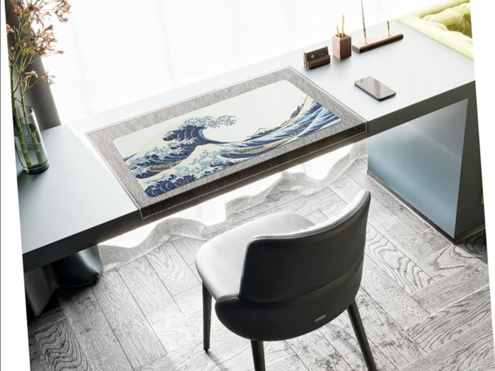 MousePad Gaming Profesional VarioShop®, Cauciucat, Anti-Derapant, Cusaturi Anti-Rupere, Viteza de Alunecare Marita, Model Tsunami, 90x40cm [15]