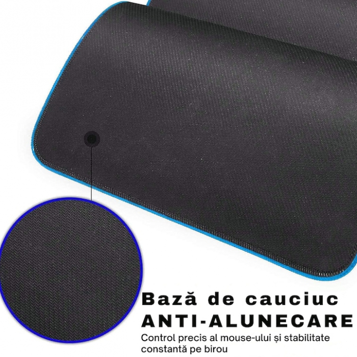 Mousepad Mare Cauciucat VarioShop®, cu Iluminare LED RGB, Pentru Gaming, Birou, Office, Antiderapant, Rezistent la Apa, Cusaturi Anti-Rupere, model Harta Lumii, 90 x 40 cm, Negru [15]