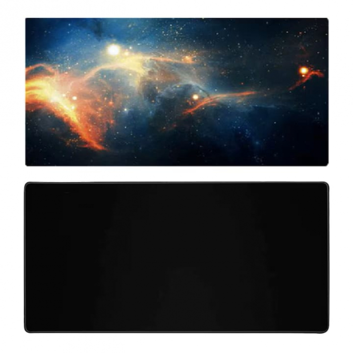 Mousepad Mare Cauciucat VarioShop®, Pentru Gaming, Birou, Office, Antiderapant, Rezistent la Apa, Cusaturi Anti-Rupere, model Cosmos, dimenisune 80 x 30 cm, Multicolor [2]