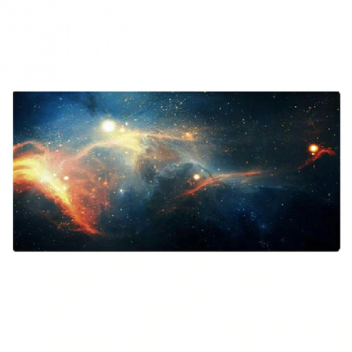 Mousepad Mare Cauciucat VarioShop®, Pentru Gaming, Birou, Office, Antiderapant, Rezistent la Apa, Cusaturi Anti-Rupere, model Cosmos, dimenisune 80 x 30 cm, Multicolor [1]