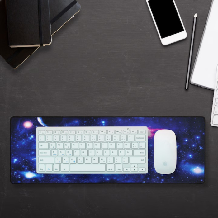 Mousepad Mare Cauciucat VarioShop®, Pentru Gaming, Birou, Office, Antiderapant, Rezistent la Apa, Cusaturi Anti-Rupere, model Galaxia, dimenisune 88 x 30 cm, Multicolor [6]