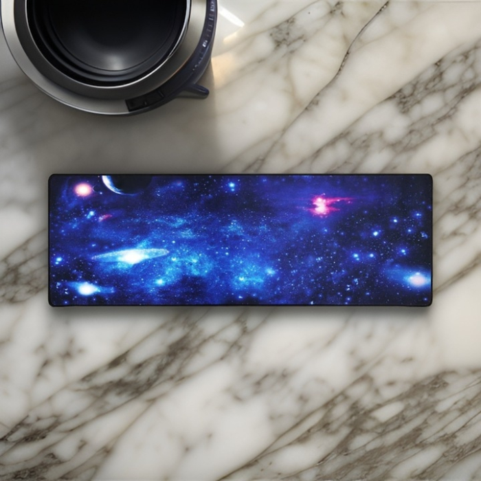 Mousepad Mare Cauciucat VarioShop®, Pentru Gaming, Birou, Office, Antiderapant, Rezistent la Apa, Cusaturi Anti-Rupere, model Galaxia, dimenisune 88 x 30 cm, Multicolor [7]