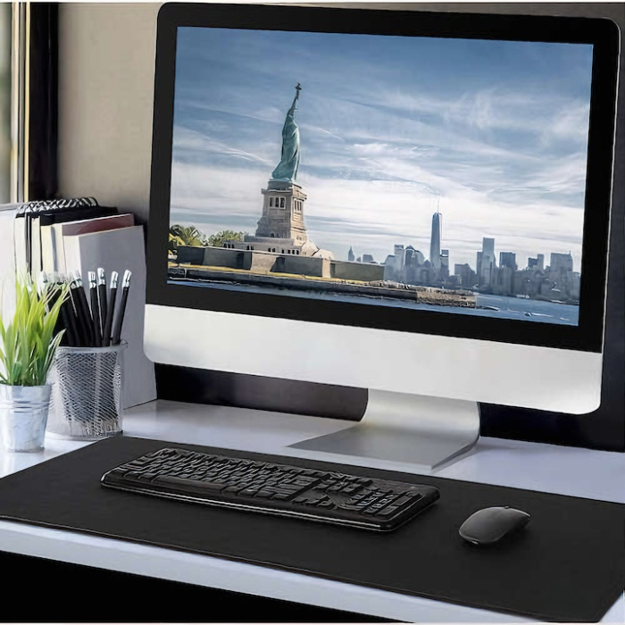 Mousepad Mare VarioShop®, Pentru Gaming, Birou, Office, Antiderapant, Cusaturi Anti-Rupere, Cauciucat, Waterproof, model Simplu, 70 x 0.2 X 30 cm, Negru Mat [3]