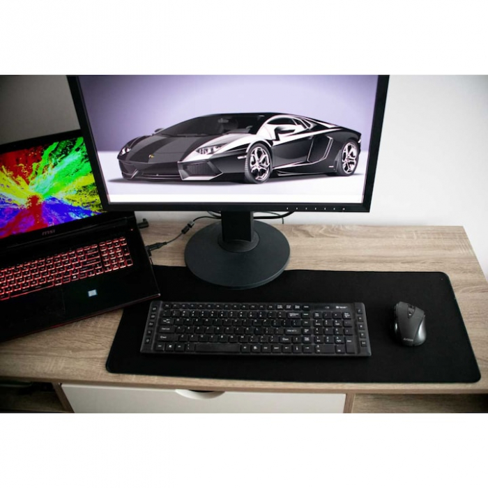 Mousepad Mare VarioShop®, Pentru Gaming, Birou, Office, Antiderapant, Cusaturi Anti-Rupere, Cauciucat, Waterproof, model Simplu, 70 x 0.2 X 30 cm, Negru Mat [4]