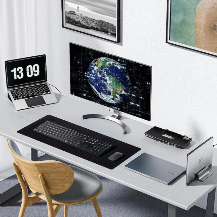 Mousepad Mare VarioShop®, Pentru Gaming, Birou, Office, Antiderapant, Cusaturi Anti-Rupere, Cauciucat, Waterproof, model Simplu, 70 x 0.2 X 30 cm, Negru Mat [6]