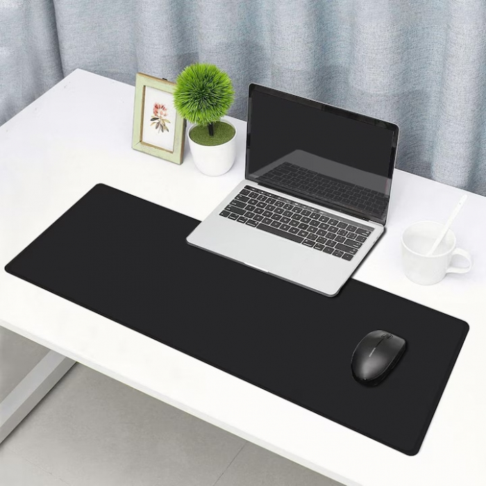 Mousepad Mare VarioShop®, Pentru Gaming, Birou, Office, Antiderapant, Cusaturi Anti-Rupere, Cauciucat, Waterproof, model Simplu, 70 x 0.2 X 30 cm, Negru Mat [16]