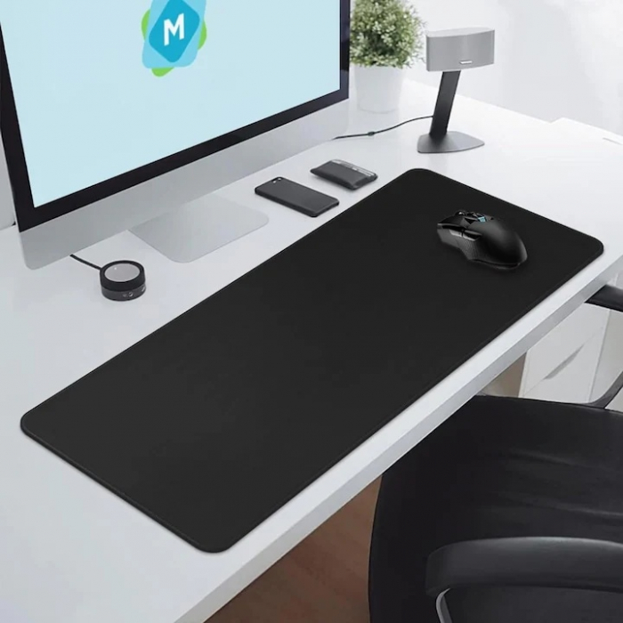 Mousepad Mare VarioShop®, Pentru Gaming, Birou, Office, Antiderapant, Cusaturi Anti-Rupere, Cauciucat, Waterproof, model Simplu, 70 x 0.2 X 30 cm, Negru Mat [8]