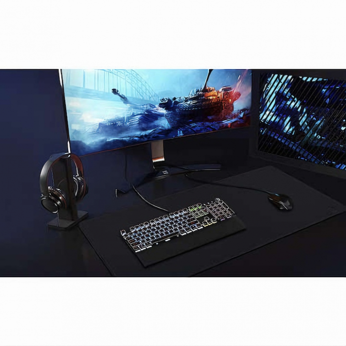 Mousepad Mare VarioShop®, Pentru Gaming, Birou, Office, Antiderapant, Cusaturi Anti-Rupere, Cauciucat, Waterproof, model Simplu, 70 x 0.2 X 30 cm, Negru Mat [11]