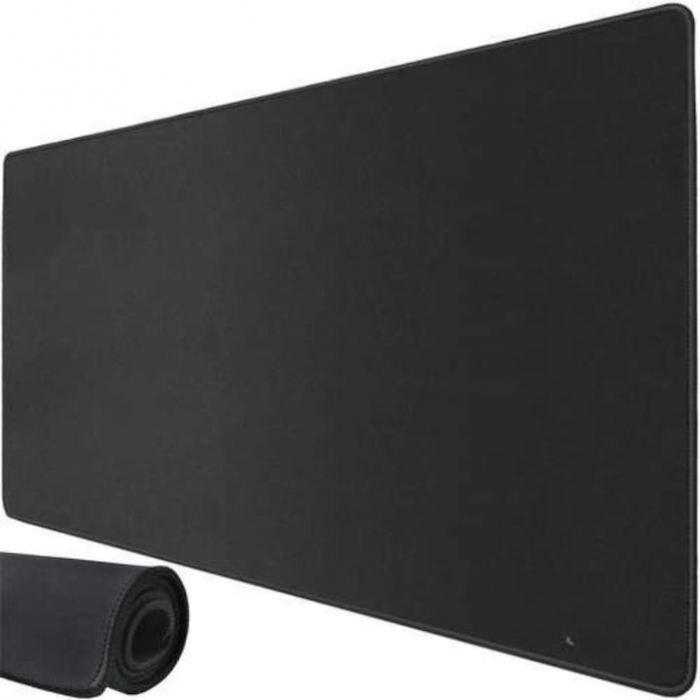 Mousepad Mare VarioShop®, Pentru Gaming, Birou, Office, Antiderapant, Cusaturi Anti-Rupere, Cauciucat, Waterproof, model Simplu, 70 x 0.2 X 30 cm, Negru Mat [19]