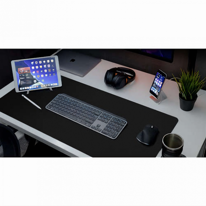 Mousepad Mare VarioShop®, Pentru Gaming, Birou, Office, Antiderapant, Cusaturi Anti-Rupere, Cauciucat, Waterproof, model Simplu, 70 x 0.2 X 30 cm, Negru Mat [22]