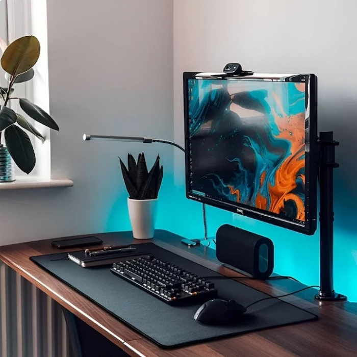 Mousepad Mare VarioShop®, Pentru Gaming, Birou, Office, Antiderapant, Cusaturi Anti-Rupere, Cauciucat, Waterproof, model Simplu, 70 x 0.2 X 30 cm, Negru Mat [7]