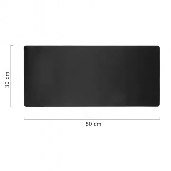 Mousepad Mare VarioShop®, Pentru Gaming, Birou, Office, Antiderapant, Cusaturi Anti-Rupere, Cauciucat, Waterproof, model Simplu, 80 x 30 cm, Negru Mat [18]