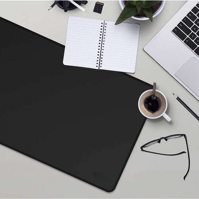 Mousepad Mare VarioShop®, Pentru Gaming, Birou, Office, Antiderapant, Cusaturi Anti-Rupere, Cauciucat, Waterproof, model Simplu, 89 x 40 cm, Negru Mat [10]