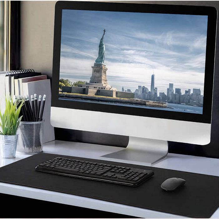 Mousepad Mare VarioShop®, Pentru Gaming, Birou, Office, Antiderapant, Cusaturi Anti-Rupere, Cauciucat, Waterproof, model Simplu, 89 x 40 cm, Negru Mat [25]