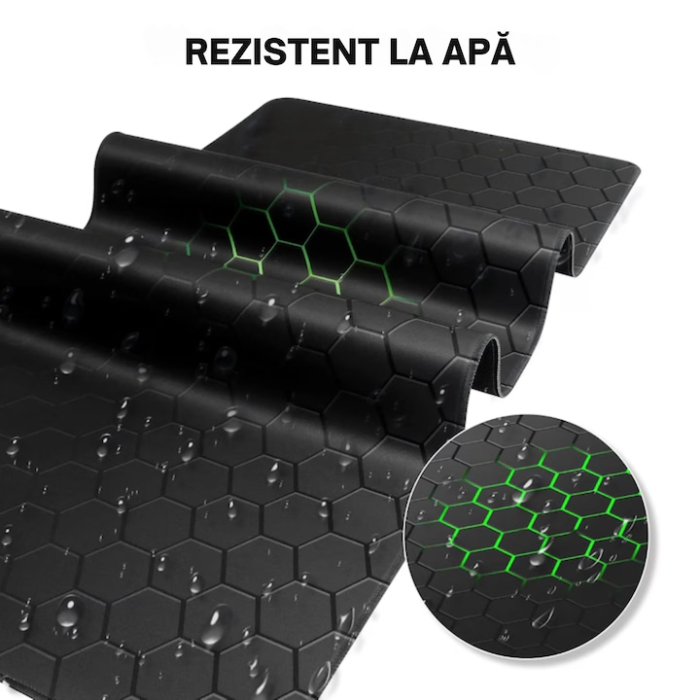 Mousepad pentru gaming VarioShop®, impermeabil, strat anti-derapant, suprafata mare de lucru, confortabil, stabil, usor de curatat, design modern si elegant, 80 x 30 cm, Negru [5]