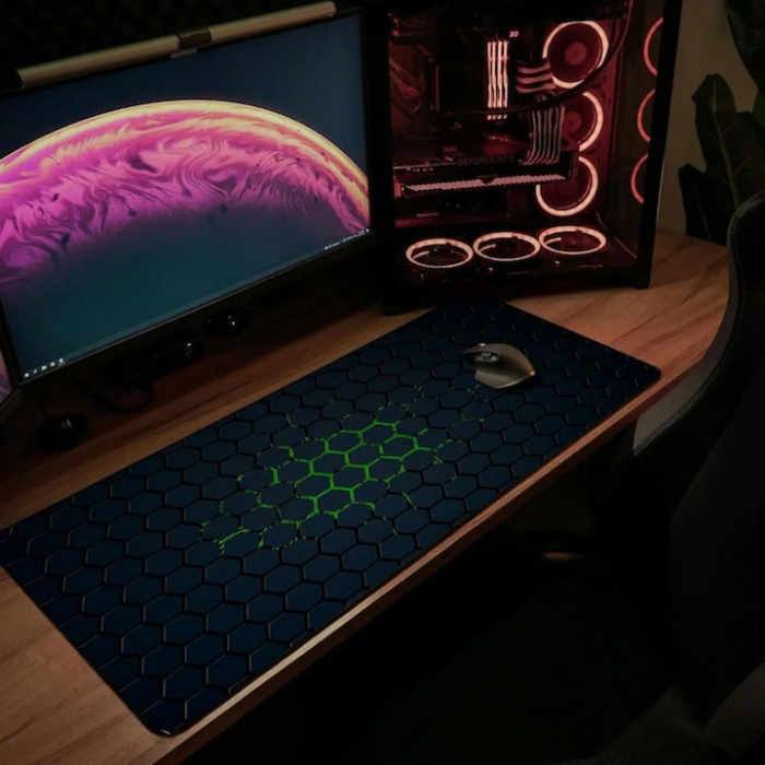 Mousepad pentru gaming VarioShop®, impermeabil, strat anti-derapant, suprafata mare de lucru, confortabil, stabil, usor de curatat, design modern si elegant, 90 x 40 cm, Negru [11]
