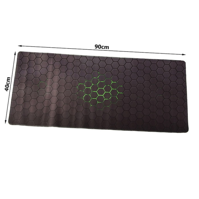 Mousepad Pentru Gaming VarioShop®, Impermeabil, Strat Anti-Derapant, Suprafata Mare de Lucru, Stabil, Usor de Curatat, Design Modern si Elegant, Model Fagure, Marime XXL, 90 x 40 cm, Negru/Verde [2]