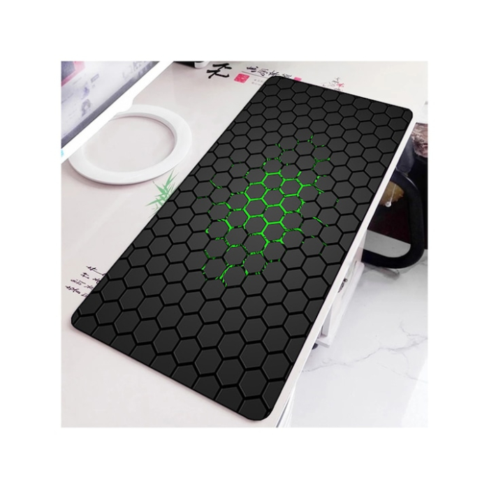 Mousepad Pentru Gaming VarioShop®, Impermeabil, Strat Anti-Derapant, Suprafata Mare de Lucru, Stabil, Usor de Curatat, Design Modern si Elegant, Model Fagure, Marime XXL, 90 x 40 cm, Negru/Verde [5]