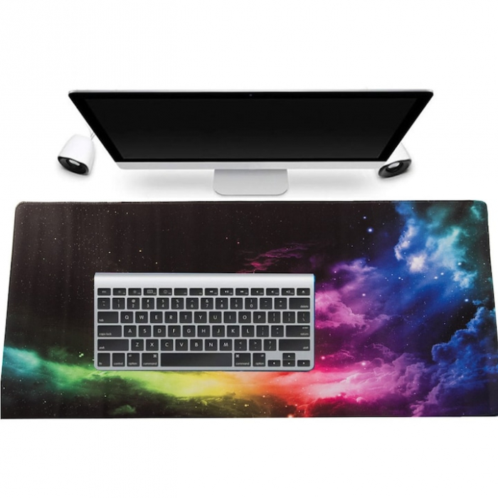 Mousepad pentru gaming VarioShop®, model cosmos, confectionat din material flexibil, antiaderent, rezistent la apa, cusaturi anti-rupere, dimensiuni 80 x 30 cm, Multicolor [9]