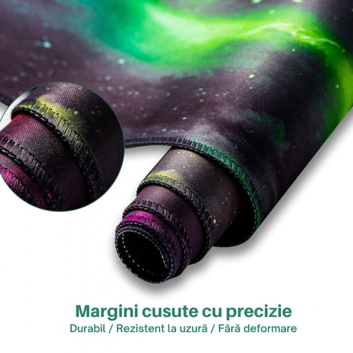 Mousepad pentru gaming VarioShop®, model cosmos, confectionat din material flexibil, antiaderent, rezistent la apa, cusaturi anti-rupere, dimensiuni 90 x 40 cm, Multicolor [2]
