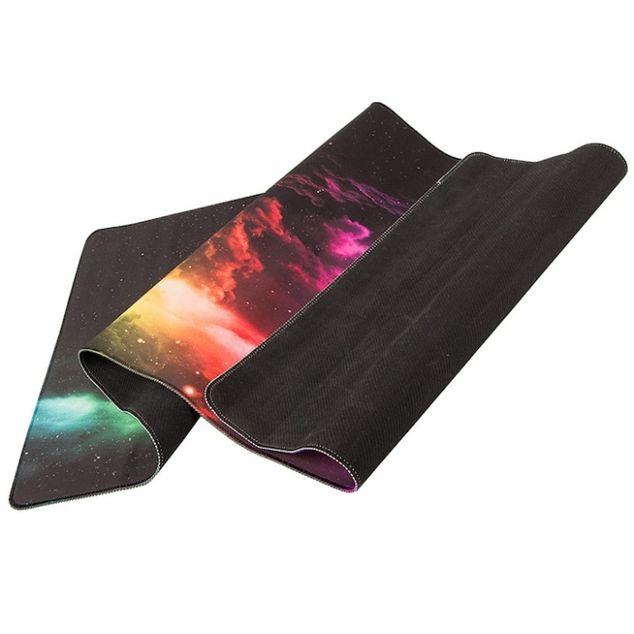 Mousepad pentru gaming VarioShop®, model cosmos, confectionat din material flexibil, antiaderent, rezistent la apa, cusaturi anti-rupere, dimensiuni 90 x 40 cm, Multicolor [14]