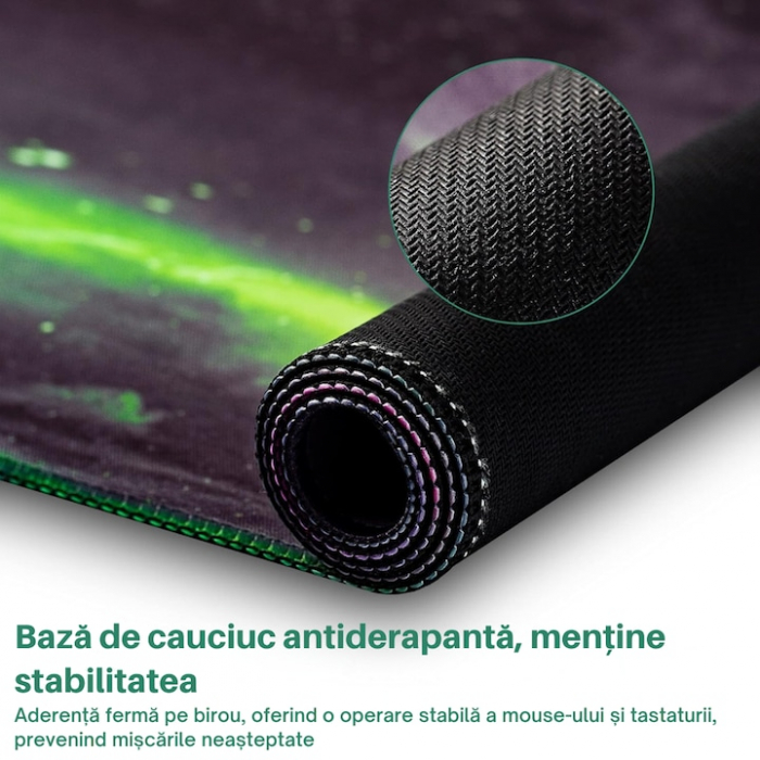 Mousepad pentru gaming VarioShop®, model cosmos, confectionat din material flexibil, antiaderent, rezistent la apa, cusaturi anti-rupere, dimensiuni 90 x 40 cm, Multicolor [3]