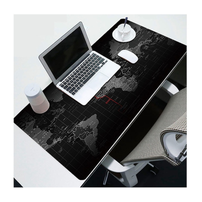 Mousepad VarioShop Harta Lumii, Antiderapant, Rezistent la Apa, Negru/Gri, 88x30cm [9]