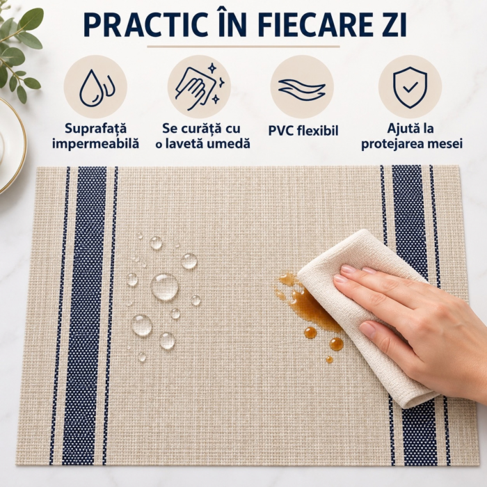 Suport de masa VarioShop, napron individual pentru farfurie si tacamuri, usor de folosit si curatat, design elegant, pentru bucatarie, casa si restaurant, 45 x 30 cm [7]