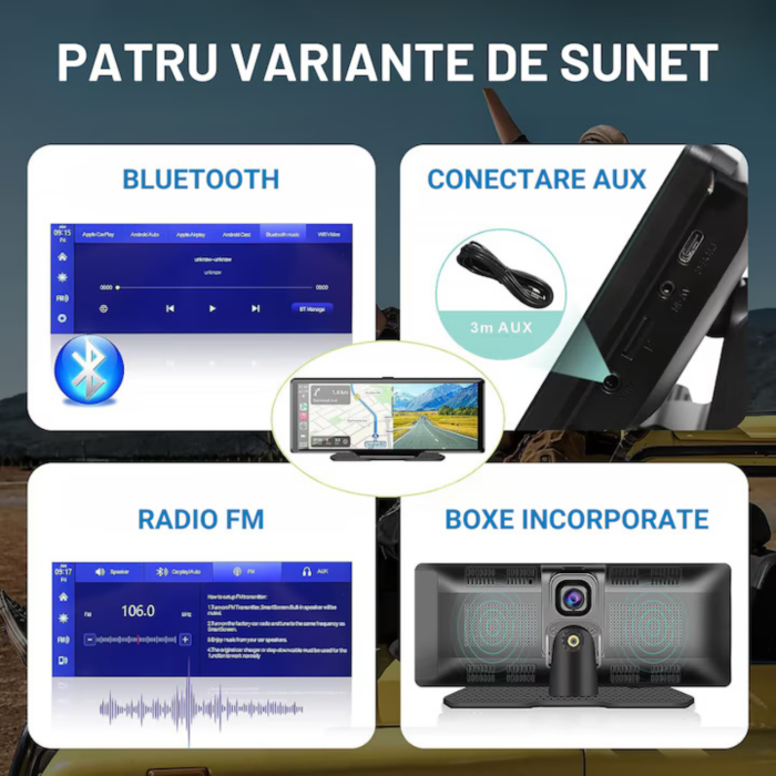 Navigatie Auto Multimedia Universarala VarioShop®, Display 10.26 inch, Camera inregistrare fata + spate inclusa, Ecran IPS HD full-touch, CarPlay/Android Auto, Wireless, BT, FM, AUX, MirrorCast, Split [5]