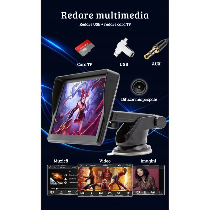 Navigatie Auto VarioShop®, Apple CarPlay, Android Auto, Ecran HD 7 inch, Touchscreen, Wireless, USB 2.0, Aux, MirrorLink, Bluetooth 5.0, MP4, MP5, GPS, Radio, Negru [6]