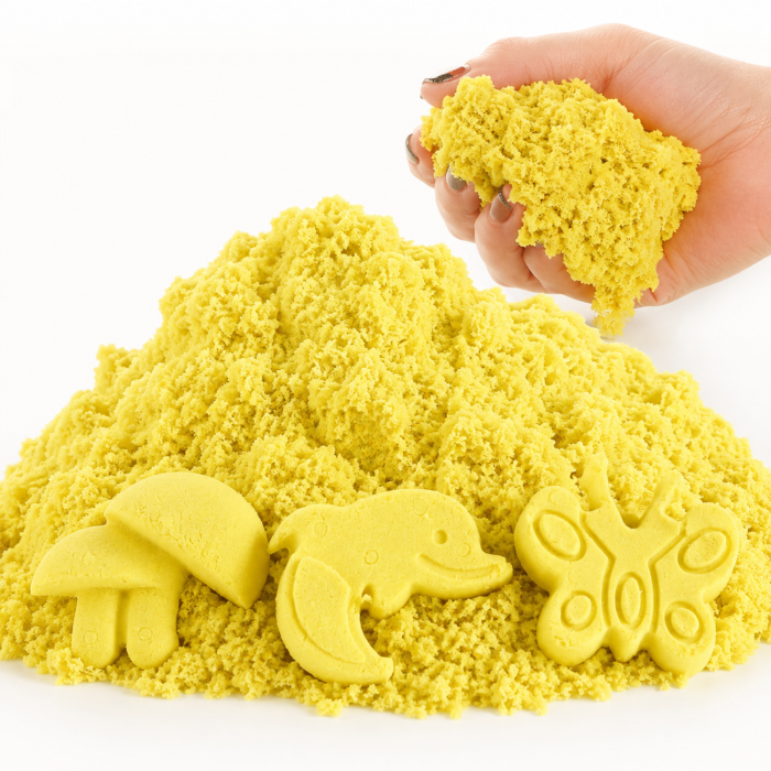 Nisip kinetic copii VarioShop®, joaca senzoriala si activitati creative, textura usor de modelat, 1 kg, galben [4]