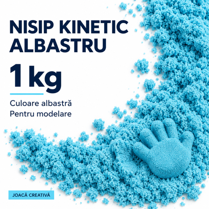 Nisip kinetic pentru copii VarioShop®, modelabil, reutilizabil, pentru joaca acasa, gradinita si activitati senzoriale, 1 kg, albastru [2]