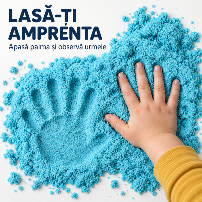 Nisip kinetic pentru copii VarioShop®, modelabil, reutilizabil, pentru joaca acasa, gradinita si activitati senzoriale, 1 kg, albastru [7]