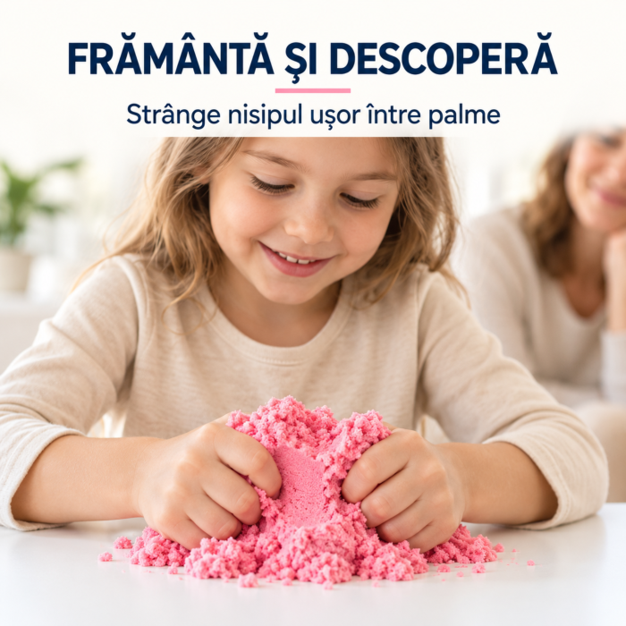 Nisip kinetic pentru copii VarioShop®, modelabil, reutilizabil, pentru joaca acasa, gradinita si activitati senzoriale, 1 kg, roz [4]