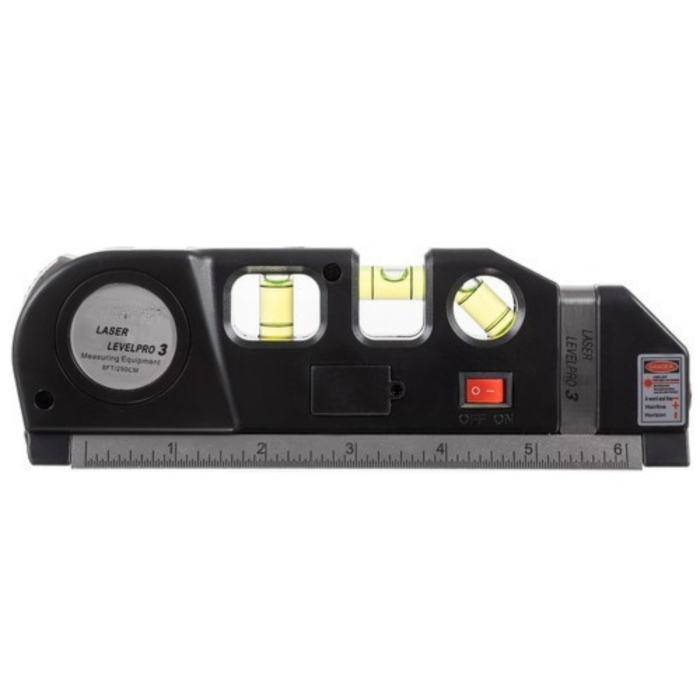 Nivela laser 3 in 1 VarioShop®, cu ruleta 2.5m si 3 libele, marcaj laser orizontal si vertical, alimentare pe baterii, compacta si usor de utilizat, ideala pentru lucrari DIY si profesionale, Negru [12]