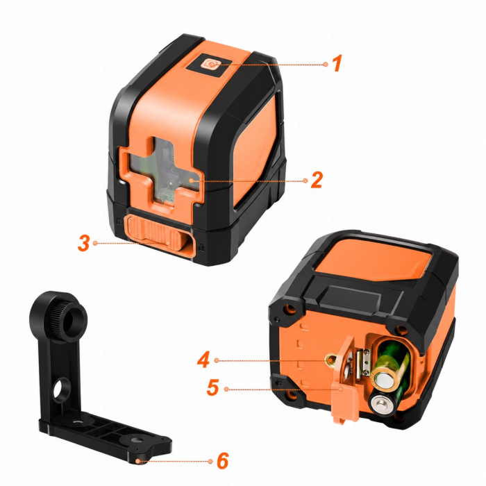 Nivela laser in cruce VarioShop®, 2 linii rosii, autonivelare, raza 15 m, precizie ±3 mm/10 m, IP54, 4 accesorii incluse suport magnetic, 2 baterii AA, geanta transport, 7,5 x 5,5 x 7,5 cm [7]