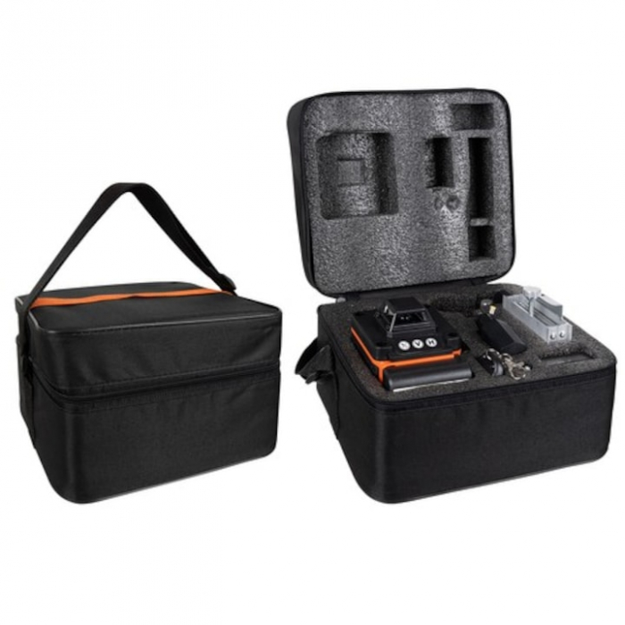Nivela Laser VarioShop®, Masurare 4D, 360°, 16 linii, 25 m, Functie Auto-Aliniere, Suport Montare pe Perete, Rezistenta la Apa/Praf, 12 x 10 x 13 cm, Negru/Portocaliu [4]