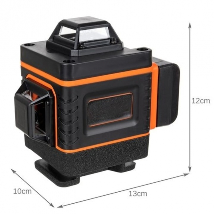 Nivela Laser VarioShop®, Masurare 4D, 360°, 16 linii, 25 m, Functie Auto-Aliniere, Suport Montare pe Perete, Rezistenta la Apa/Praf, 12 x 10 x 13 cm, Negru/Portocaliu [2]