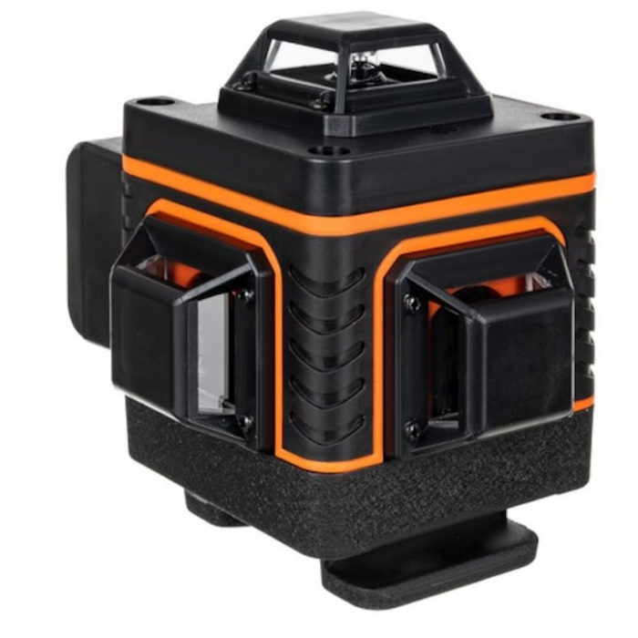 Nivela Laser VarioShop®, Masurare 4D, 360°, 16 linii, 25 m, Functie Auto-Aliniere, Suport Montare pe Perete, Rezistenta la Apa/Praf, 12 x 10 x 13 cm, Negru/Portocaliu [5]