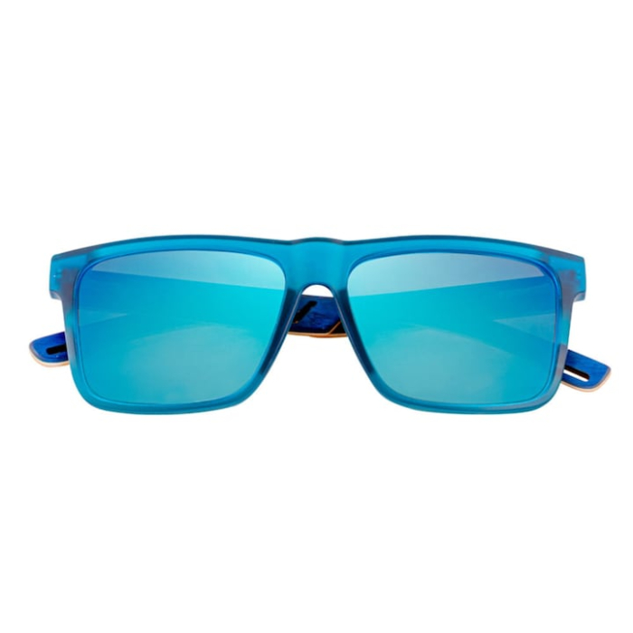 Ochelari de soare polarizati cu protectie UV400 VarioShop®, din lemn, rama eleganta si brate din lemn, cutie de protectie, Albastru [3]