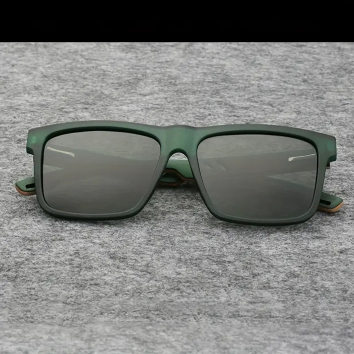 Ochelari de soare polarizati cu protectie UV400 VarioShop®, din lemn, rama eleganta si brate din lemn, cutie de protectie, Verde [6]