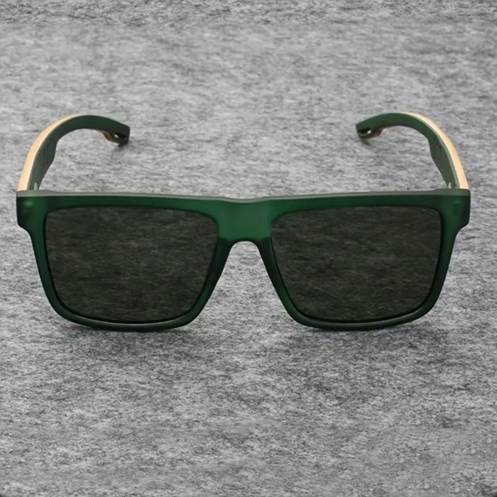 Ochelari de soare polarizati cu protectie UV400 VarioShop®, din lemn, rama eleganta si brate din lemn, cutie de protectie, Verde [5]